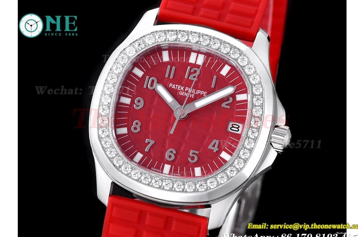 TWF Diamond Red RU Ladies SS Aquanaut 35mm A324 Bezel 0410